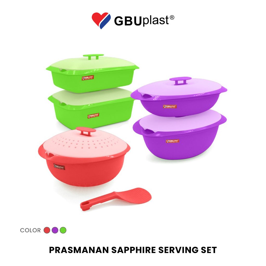 GBUPLAST Sapphire Serving Set Wadah Saji Prasmanan Plastik Elegan Praktis 4 Warna Basi Set Sapphire 