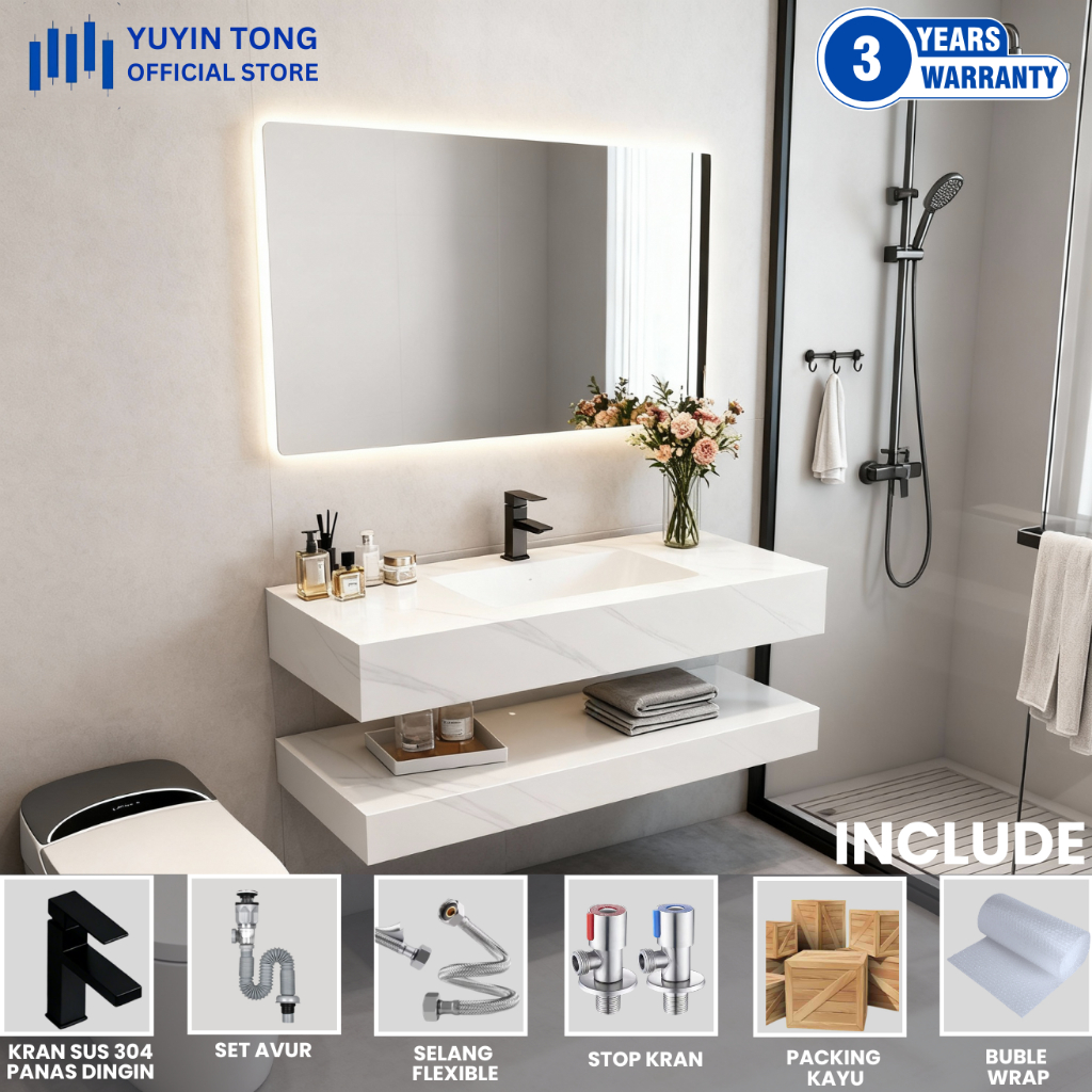 Cabinet Wastafel Kabinet Kamar Mandi 1 Set  Sintered Stone Kabinet Wastafel Kamar Mandi Meja Wastafe