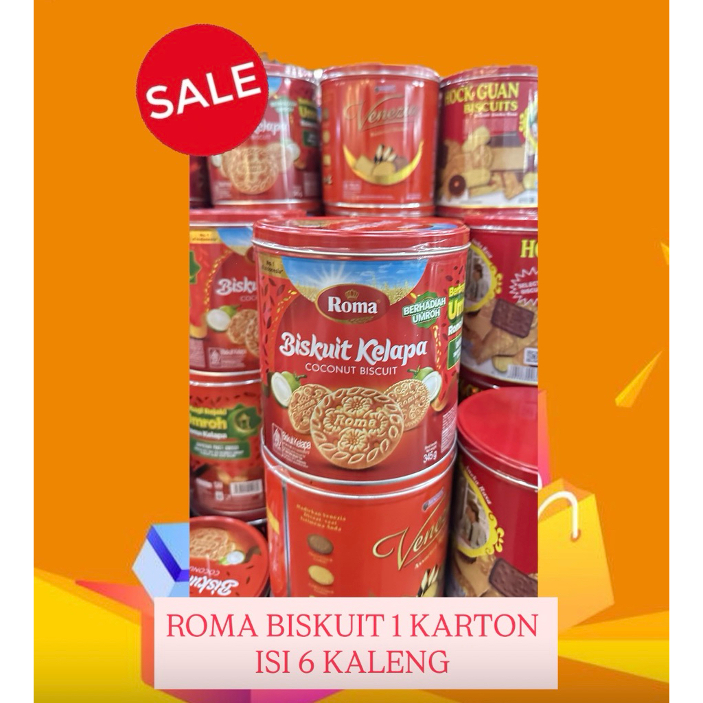 ROMA BISKUIT KELAPA  1Karton isi 6 Kaleng 345gr
