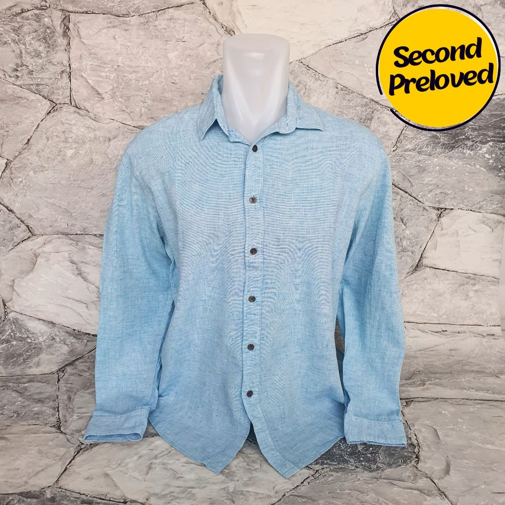Baju Kemeja Panjang Linen CALVIN CK - Size XXL / LD 60 cm - Original - Used