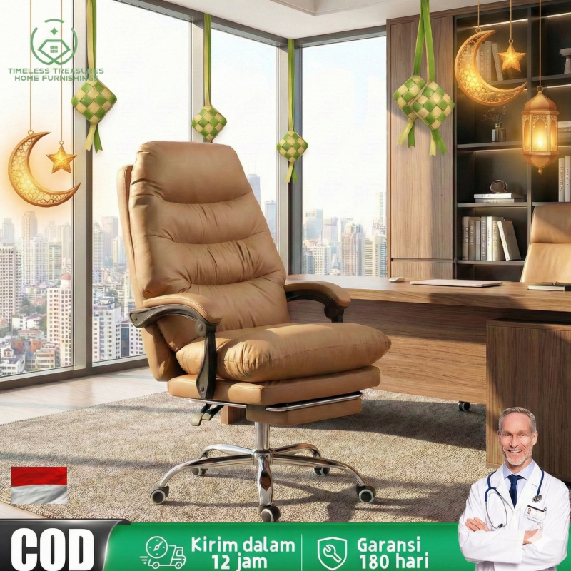 TIMELESS Kursi Kantor Bos Kursi Presiden Kantor Kulit PU Kursi Ergonomis 3D Kursi Putar Hidrolik