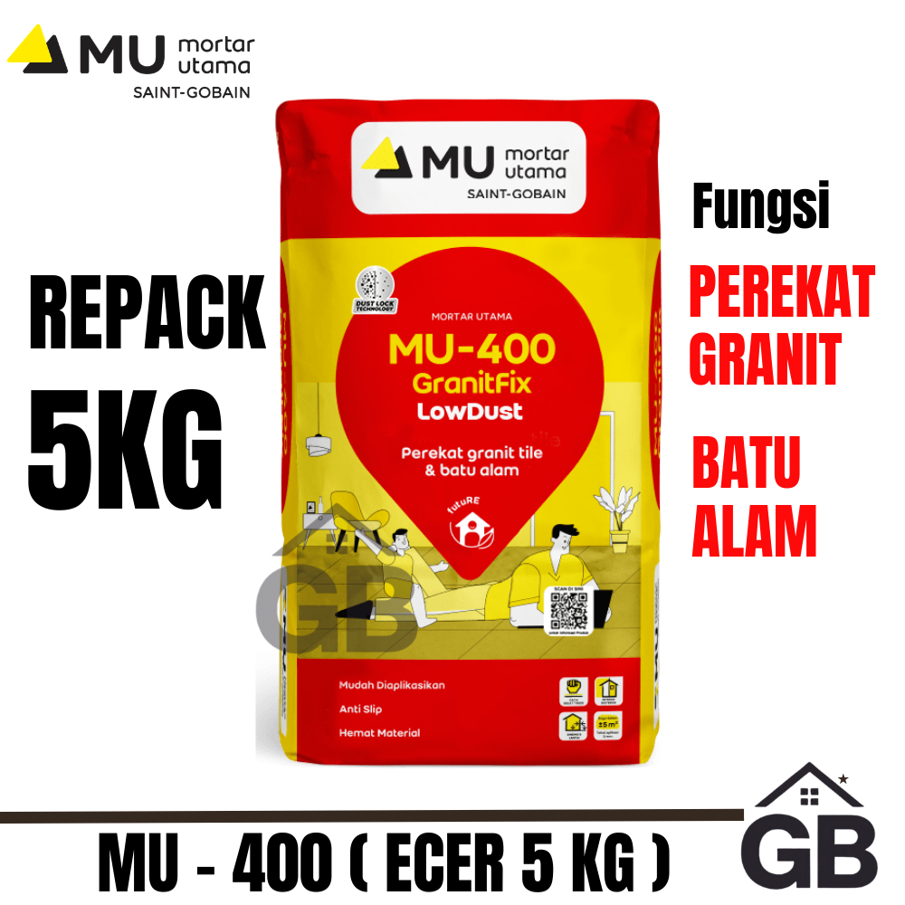 MU 400 Mortar Utama Semen Pasang Keramik Granit Kemasan 5kg