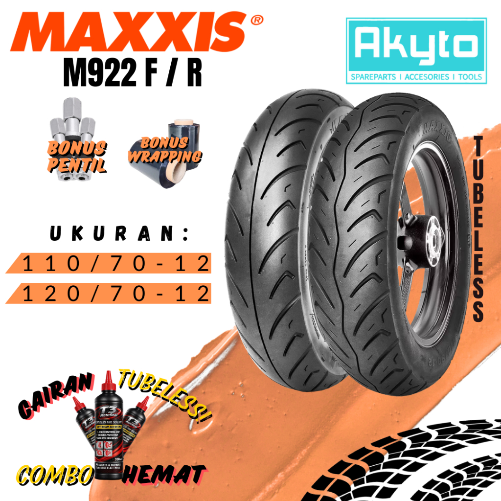 MAXXIS M922 F / R BAN TUBELESS RING 12 / BAN DONAT MATIC HARIAN / FREEGO SCOOPY BEAT STREET GENIO KS