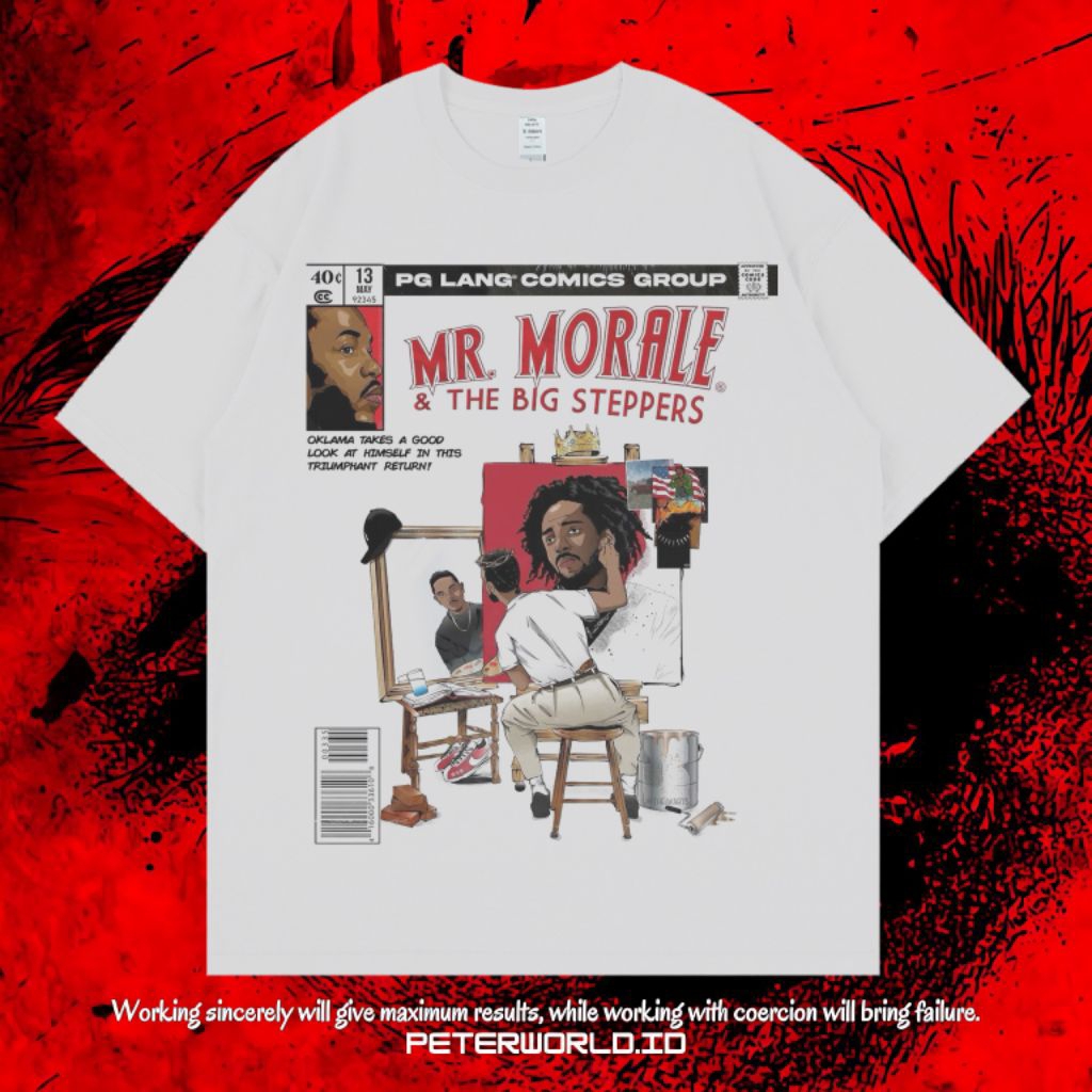 KAOS OVERSIZED / KAOS WHITE / OVERSIZED T SHIRT / KAOS MR MORALE & THE BIG STEPPERS OVERSIZE WHITE V