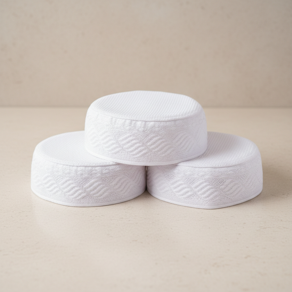 Peci Madinah Jaring Putih Tinggi 5cm / Kopiah Jaring / Peci Haji Putih / Kopyah Jaring putih