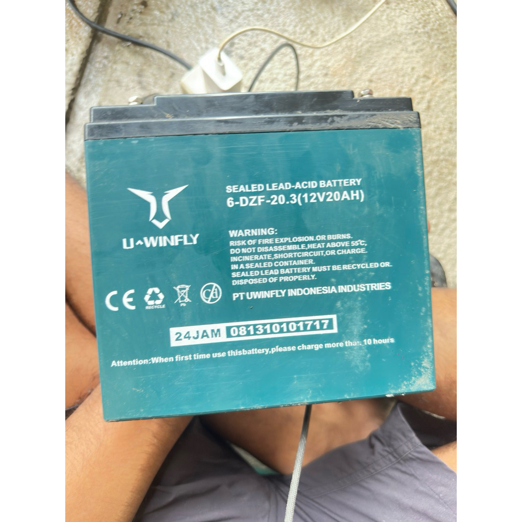 baterai SLA Motor Uwinfly T3S Pro bekas pemakain kurang lebih 1 bulan, masih sangat bagus