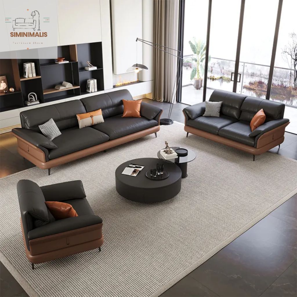 Sofa Ruang Tamu Besar Set 321 Model Italia / Kursi Sofa Leather Premium