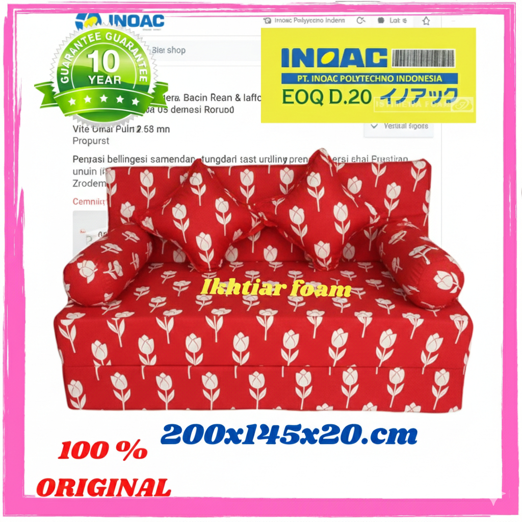 Sofa Bed Inoac Ruang tamu  Sofabed Inoac no 3 tebal 20 cm  200 X 145  EOQ yellow D20 Asli sofa 3in1