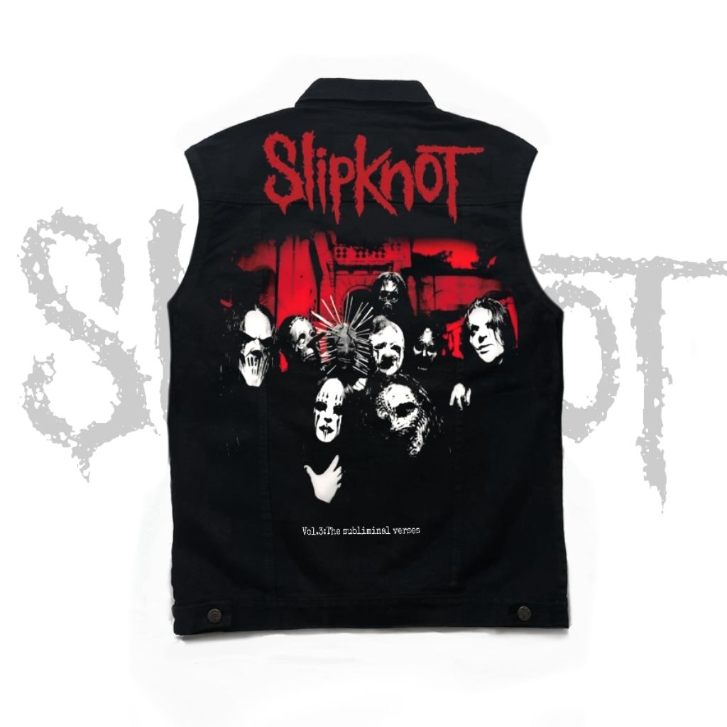 Slipknot Subliminal Verses Vest jaket | Custom Handpainted/ Lukis Denim jaket