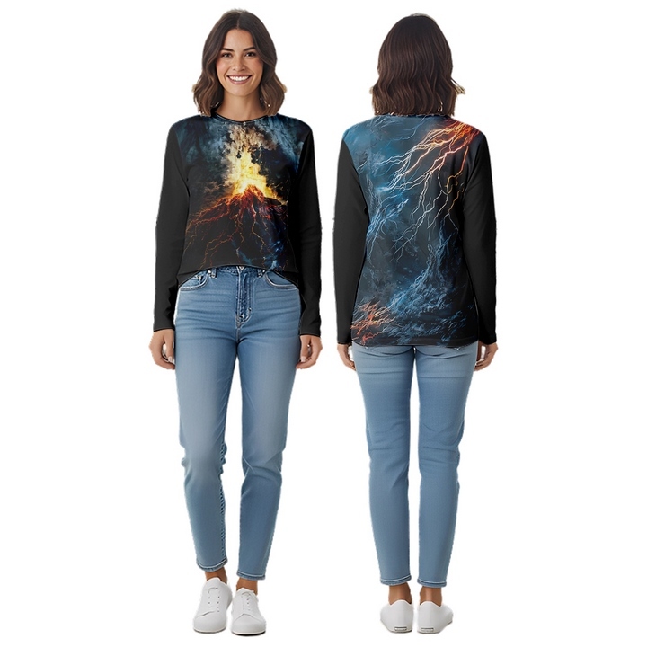 Jersey harian baju wanita motif GUNUNG BERAPI kaos VOLCANO fullprint