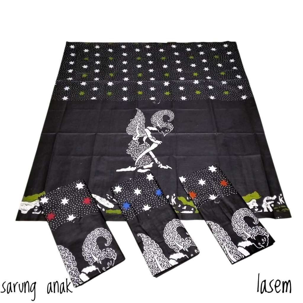 sarung batik anak wayang motif dan warna acak / sarung junior / sarung anak /sarung wayang/sarung la