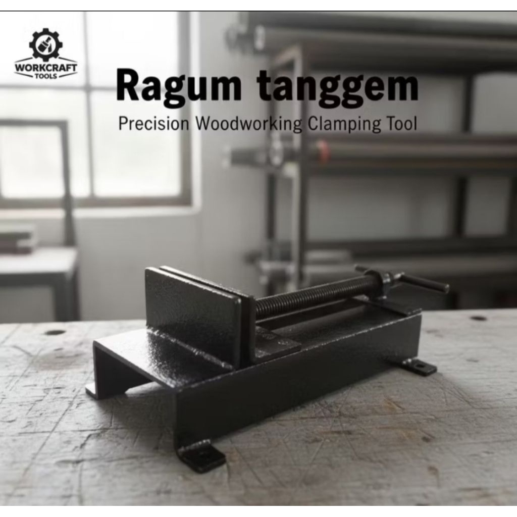 ragum tanggem untuk penjepit pipa as drat dan kayu terbuat dari bahan besi siku panjang 20 cm dan le