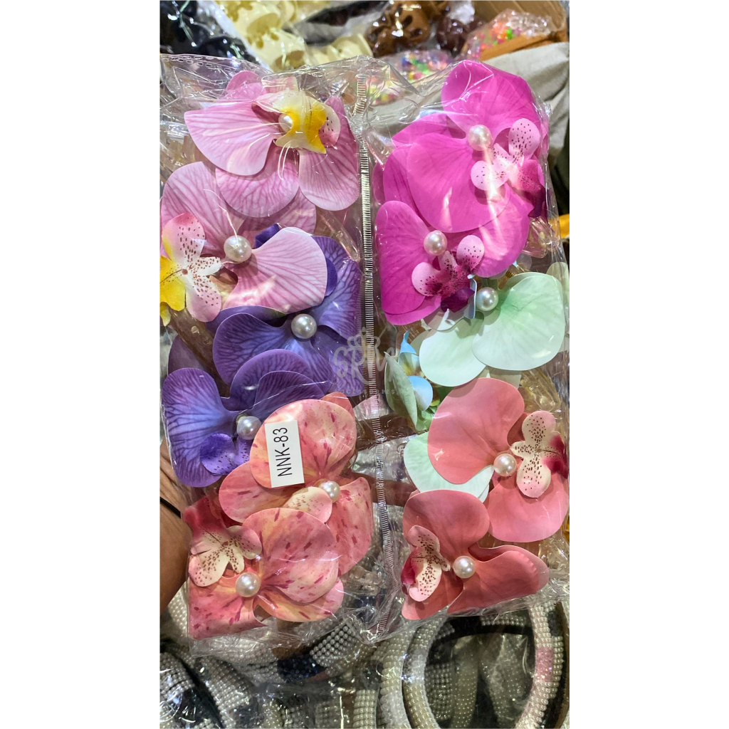 Grosir 1 Lusin Jepit Rambut Jedai Bunga Anggrek Bali Latex Mutiara Import