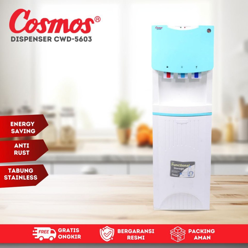 COSMOS Dispenser K-Style CWD-5603 Hot,Cold&Fresh  Stainless Anti Karat Rak Serbaguna Dispenser Galon