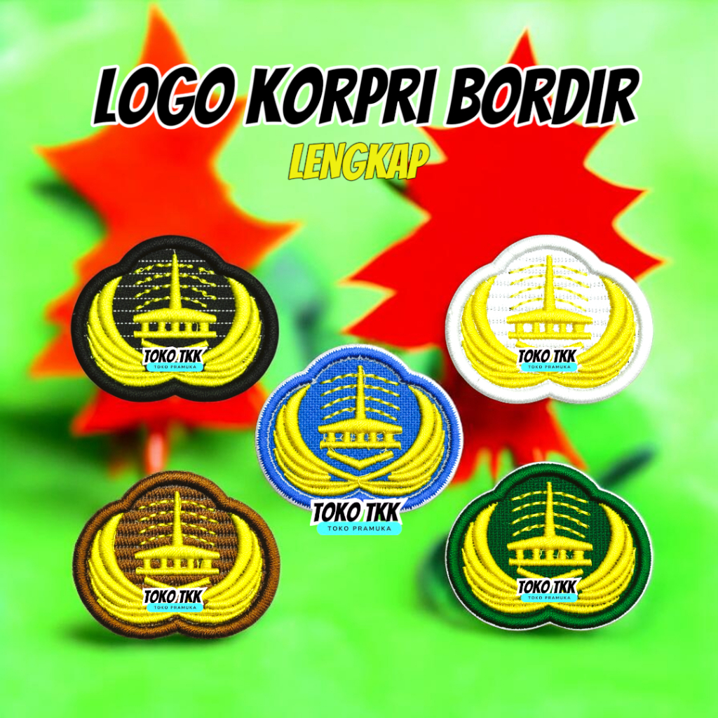 Bed logo Korpri Bordir Coklat | Putih | biru | hijau | Hitam