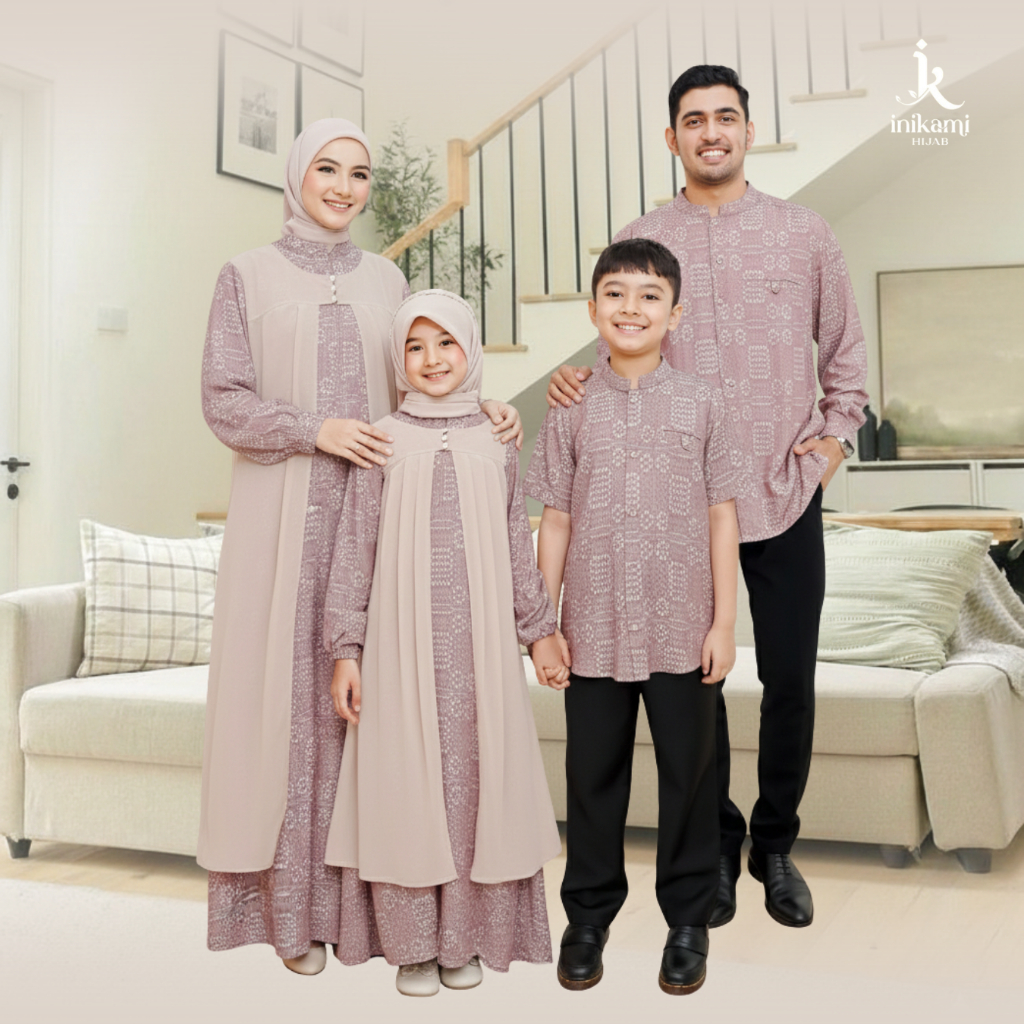 Inikami - Baju Sarimbit Couple Keluarga Muslim Kapel Gamis Koko Ayah Ibu Anak Warna Milo Terbaru 202
