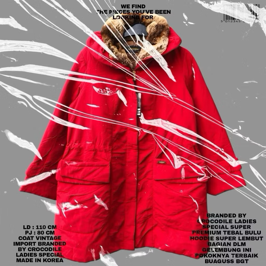 FLASMA/CROCODILE LADIES SPECIAL ORIGINAL KOREAN JACKET RED WINTER HANGAT MEWAH PREMIUM/JAKET TEBAL K