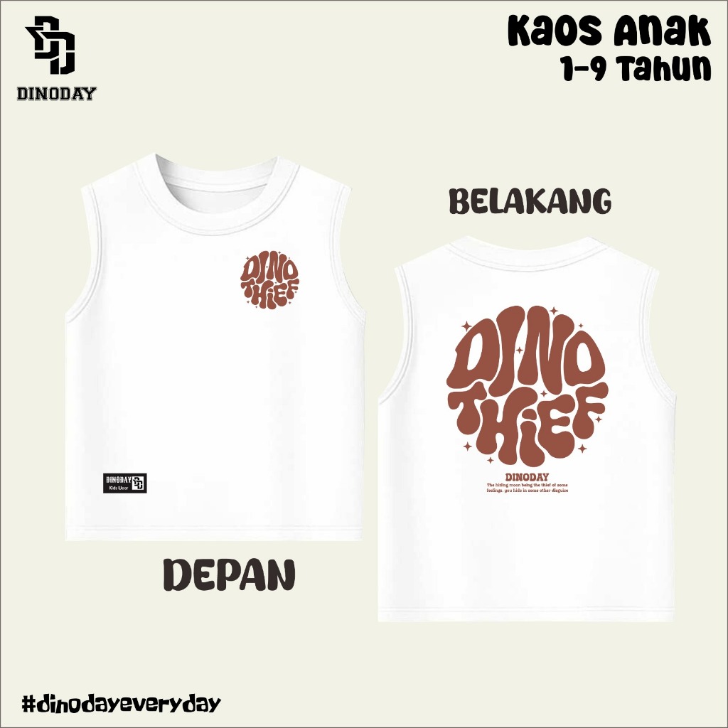 ESTISHOP X DINODAY Baju Kaos Singlet Kutung Dinoday Anak Laki Laki Perempuan Usia 1 - 6 Tahun