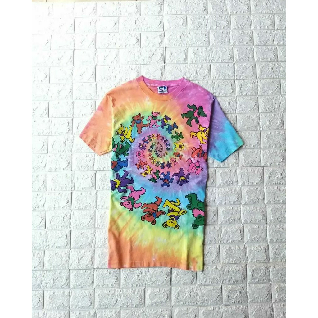 Rare Vintage Liquid Blue 80s Grateful Dead Tie Dye Dancing Bear Spiral Tshirt