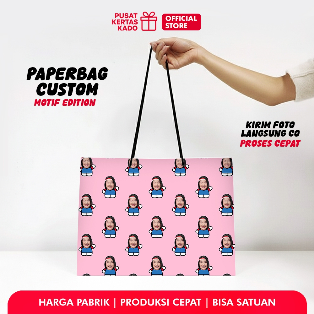 Custom Paper Bag Foto Kado Wajah Ulang Tahun Paperbag Unik - Hello Kitty
