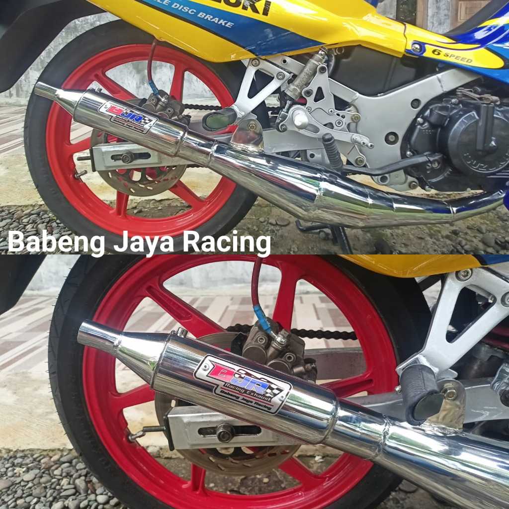 KNALPOT SUZUKI SATRIA 2 TAK HIU LUMBA RU AKIRA STINGER RG SPORT MODEL TELO KOMPETISI BY BABNG JAYA R