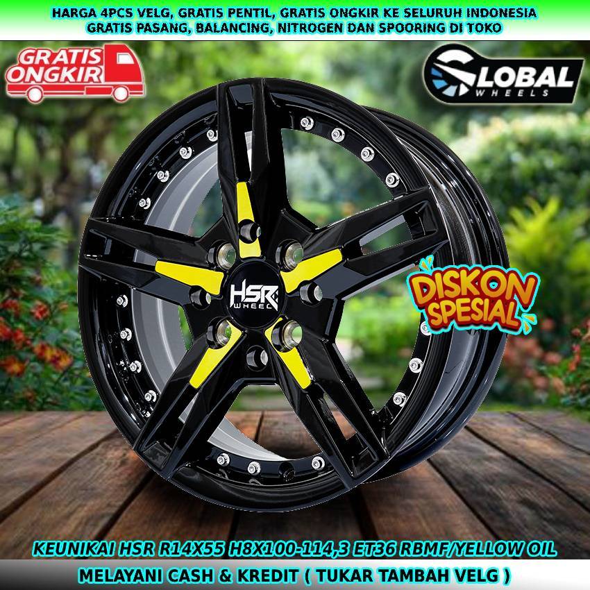 Velg racing hsr velg R14 untuk mobil Karimun| Brio| Ayla| Sigra| Sirion| dll velg hsr keunikai R14