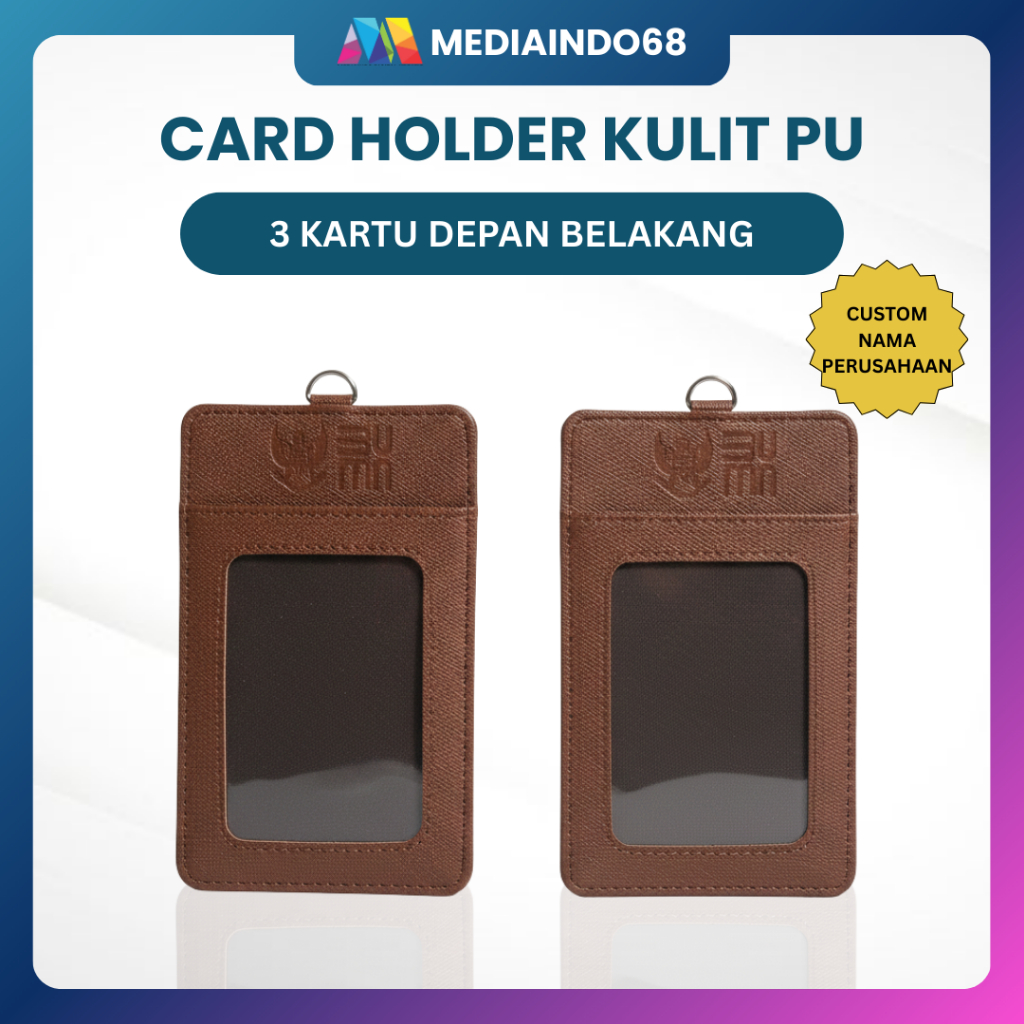 PU LEATHER LOGO BUMN,PERTAMINA Card Holder 3 kartu Bolak BaliK