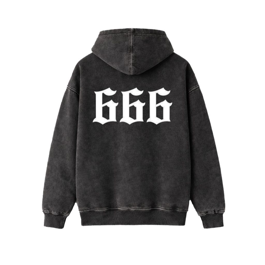 Psycho Crucify "666" Stone Wash Hoodie | Washing | Jaket | Hoodie Band | Hoodie 666