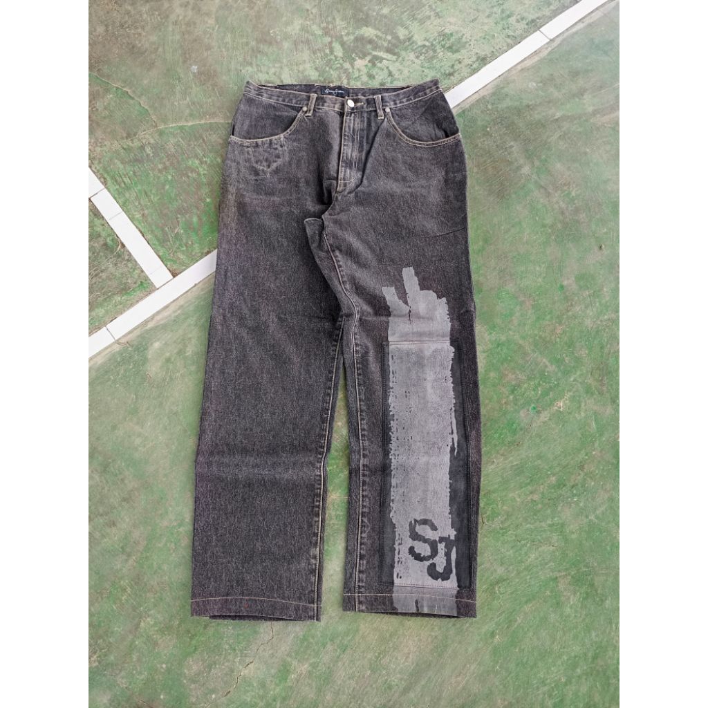 Sean jhon y2k hiphop baggy double knee art jeans