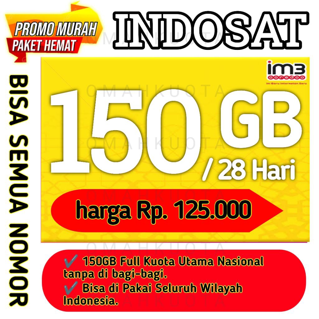 TERMURAHPROMO Kuota INDOSAT FULL 24JAM // TIDAK CEK NOMOR - KUOTA INDOSAT 100GB 30 HARI