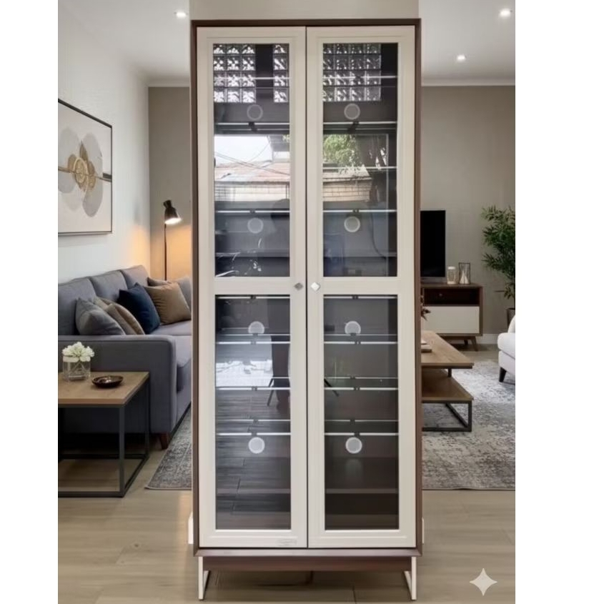 Lemari sepatu kaca rak sepatu kaki besi rak sepatu kayu