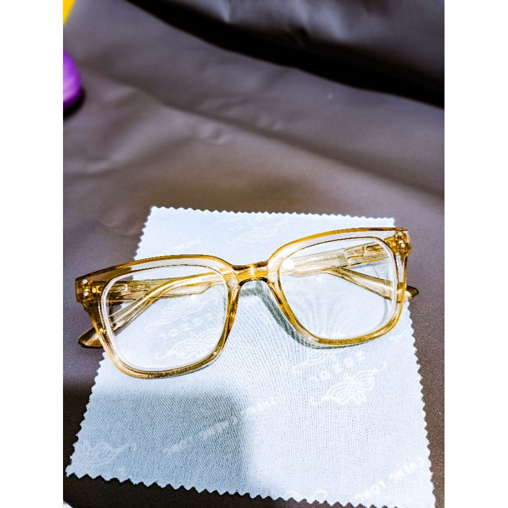 kacamata minus frame kotak untuk cewek cowok gagang pakai per -0.50 SD -4.00 GX642 Warna coklat muda