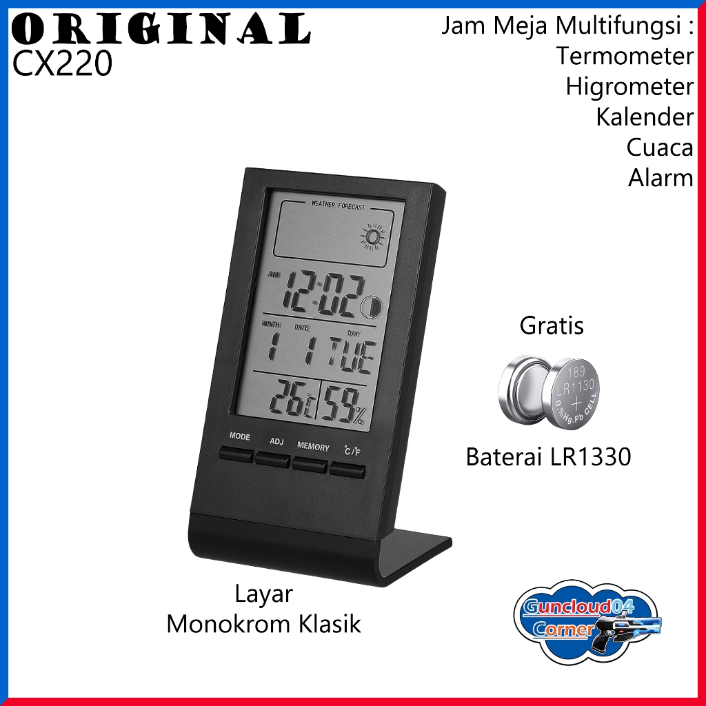 Jam Meja Multifungsi All Series CX220 618G Z20 Table Clock Termometer Thermometer Higrometer Hygrome