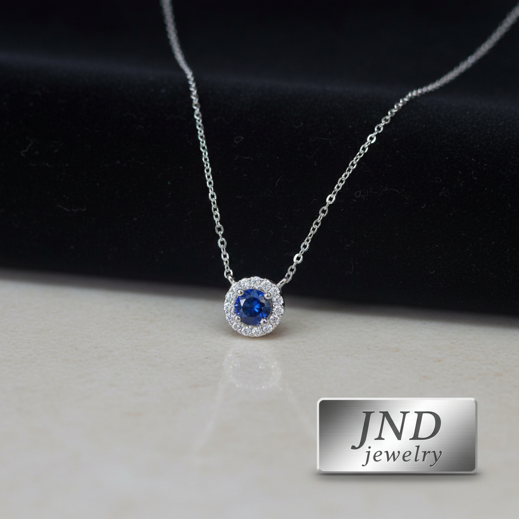 Kalung Liontin Blue Safir Wanita JND Jewelry | Suasa Asli Lapis Emas | Custom