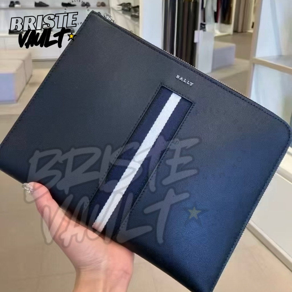 BRISTE VAULT Clutch Bally Mens Black Handbag Bally Ribbon Bag Original Fullseta