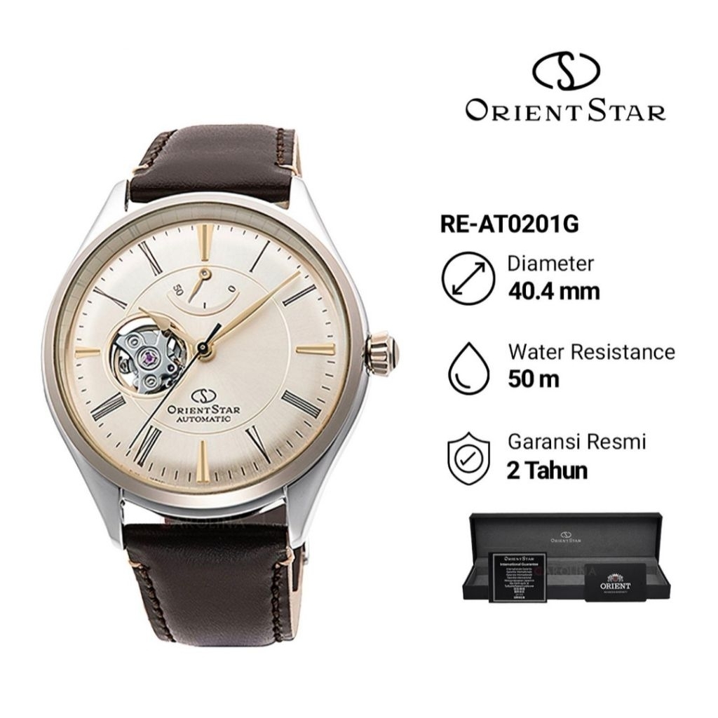 Orient Star RE-AT0201G Open Heart Automatic Jam Tangan Pria Original
