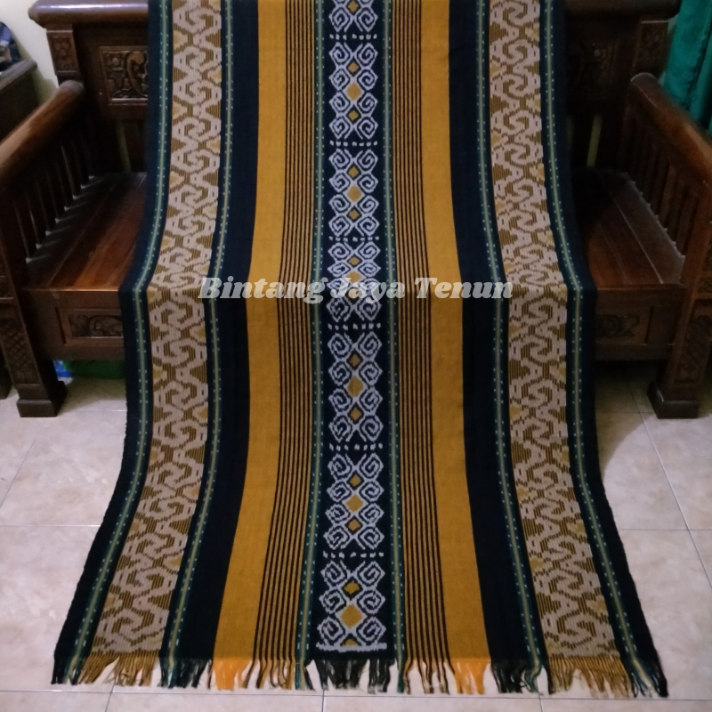 Kain Tenun Blanket Tenun Bahan Baju Ukuran Panjang 2,3m Lebar 1,15 Warna Kuning Kombinasi Kain Tenun