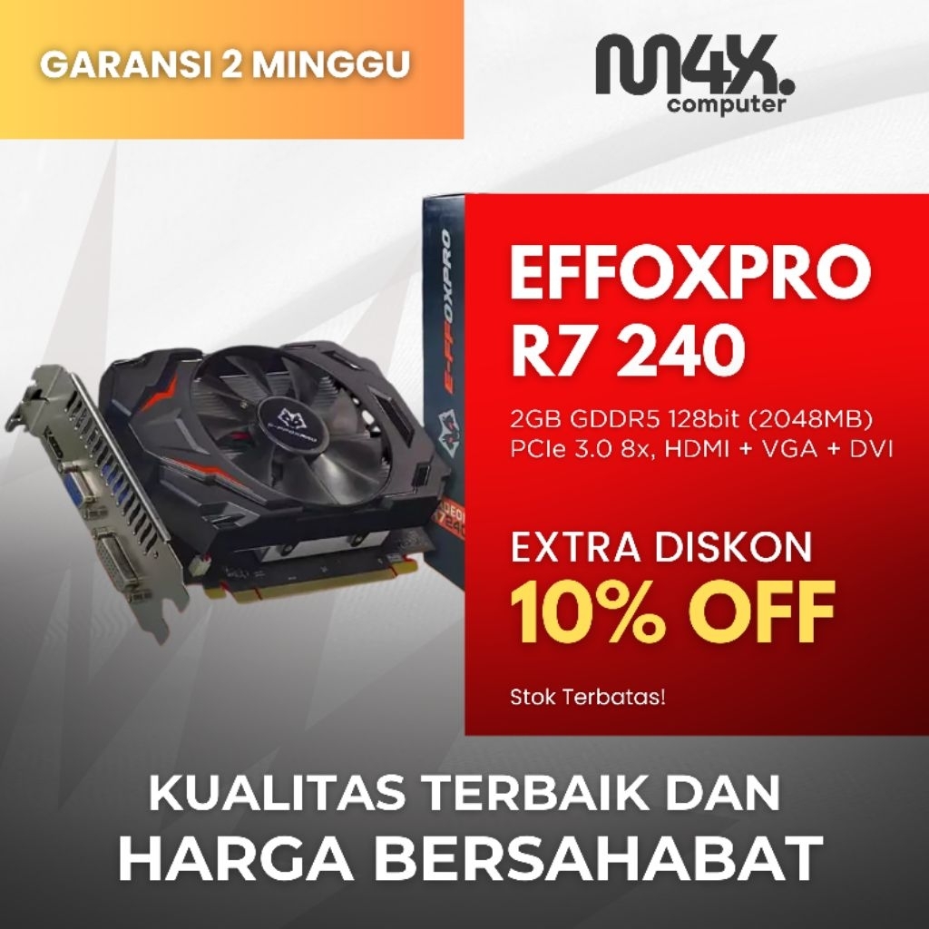 VGA EFFOXPRO R7 240 2GB GDDR5 DDR5 128BIT SUPPORT DIRECTX12 (BEKAS LIKE NEW) | VGA AMD RADEON R7 240