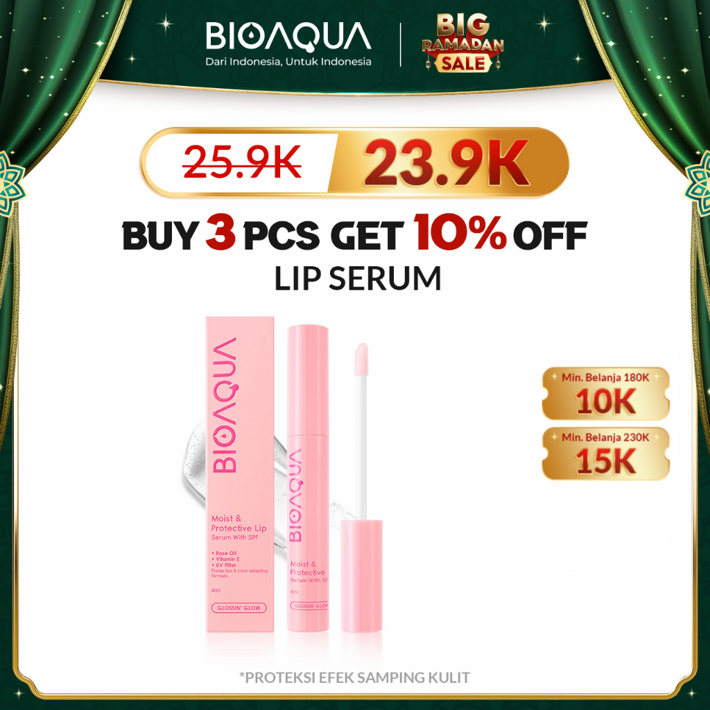 BIOAQUA Moist & Protective Lip Serum With SPF Moisturizing Berubah Warna Pink Lip Balm Lip Care Seru