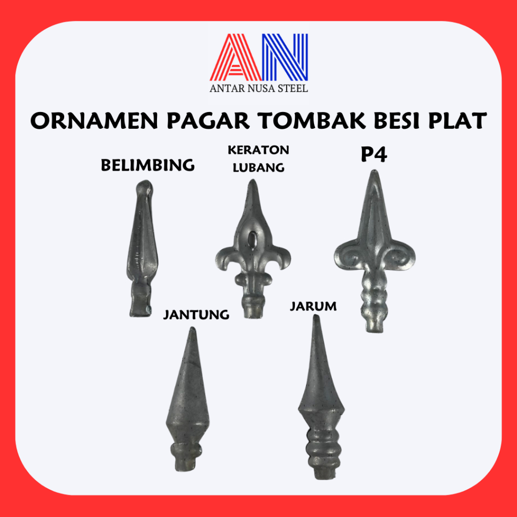 ORNAMEN PAGAR TOMBAK BESI PLAT | AKSESORIS PAGAR BESI PLAT MOTIF TOMBAK