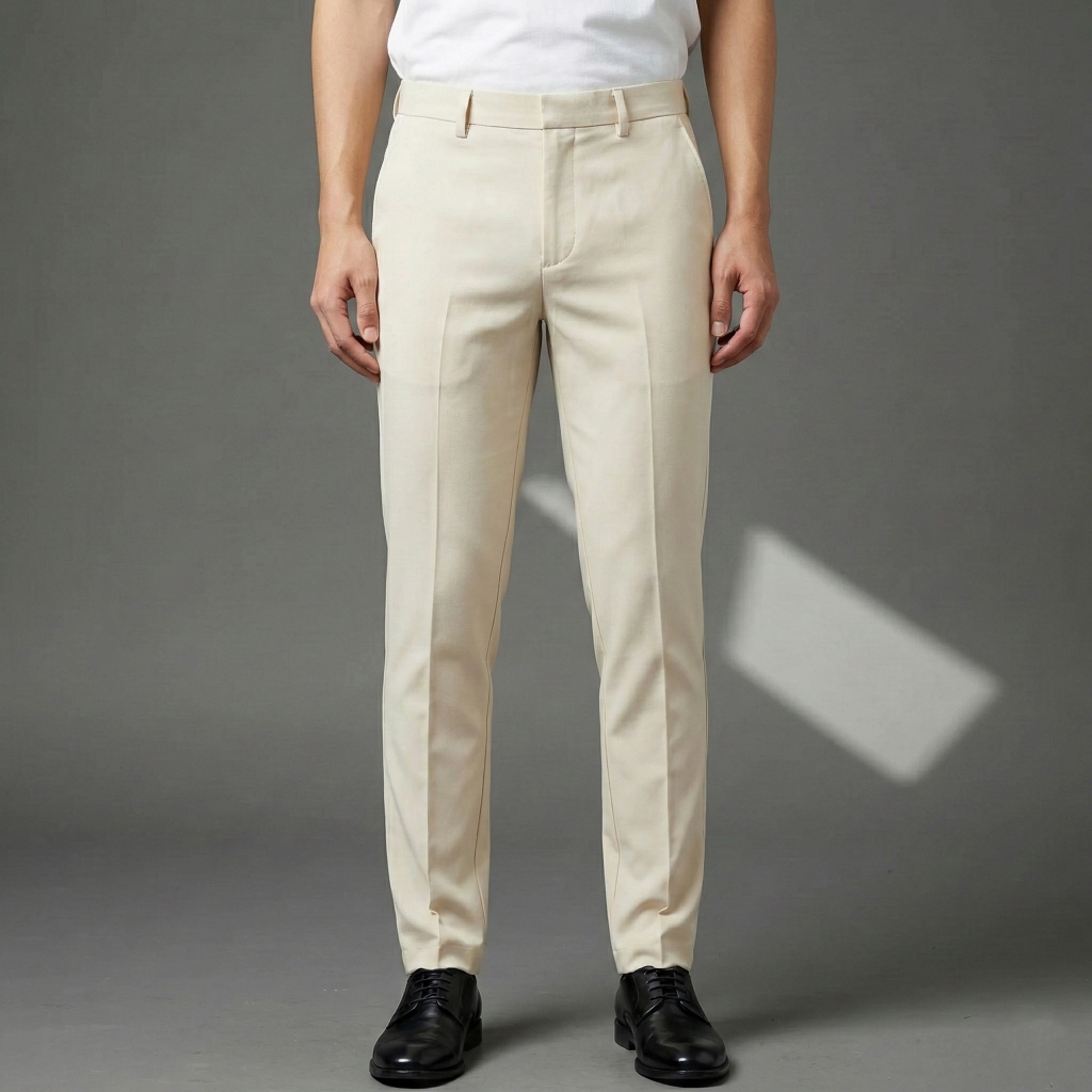 ERHAA - Celana Kerja Pria Slim Fit Formal Bahan Kain Premium Cream