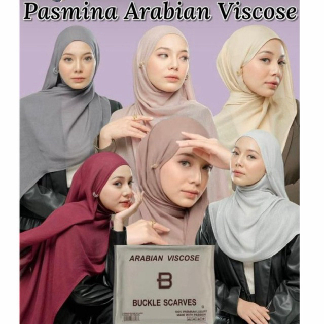 (GROSIR 10 Pcs) PASHMINA ARABIAN VISCOSE PREMIUM BUCKLE SCARVES ORI Mix 5 Harga Hemat Kerudung Pasmi