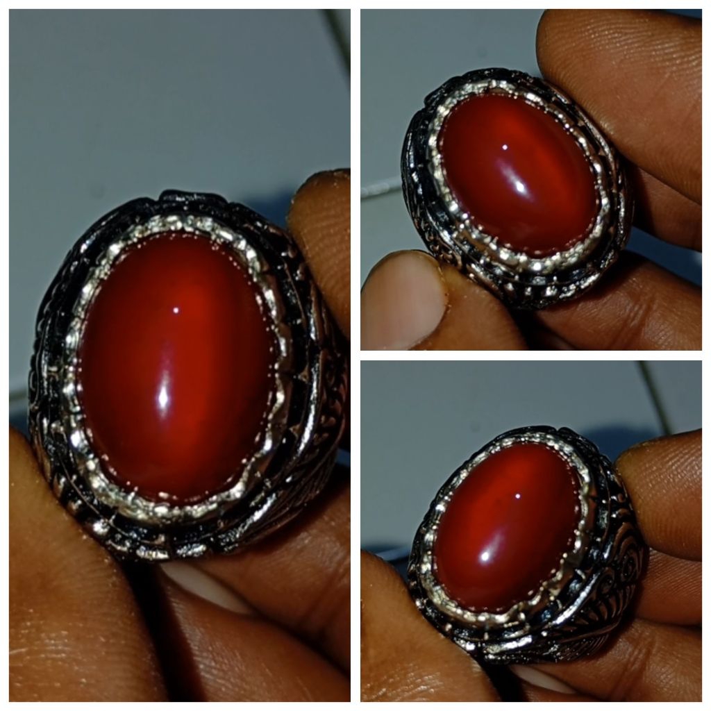 Batu cincin natural cat eyes raflesia red Baron cempaka merah Bb66