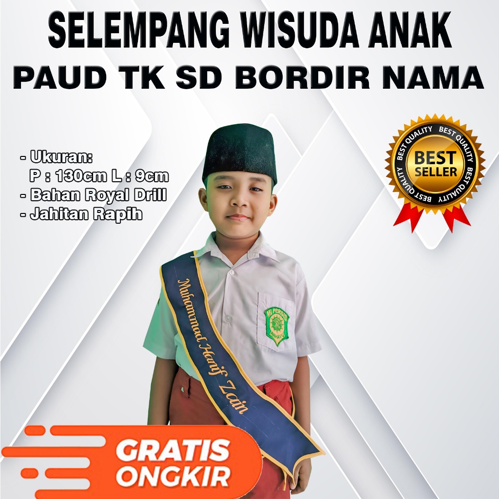 Slempang Anak Wisuda PAUD RA TK SD Polos