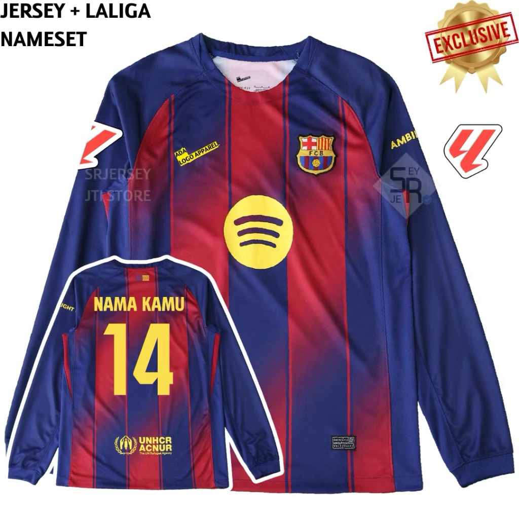 PLAYER ISSUE Jersey Barcelona Home Longsleeve 2025 2026 - Jersey Barca Lengan Panjang High Quality