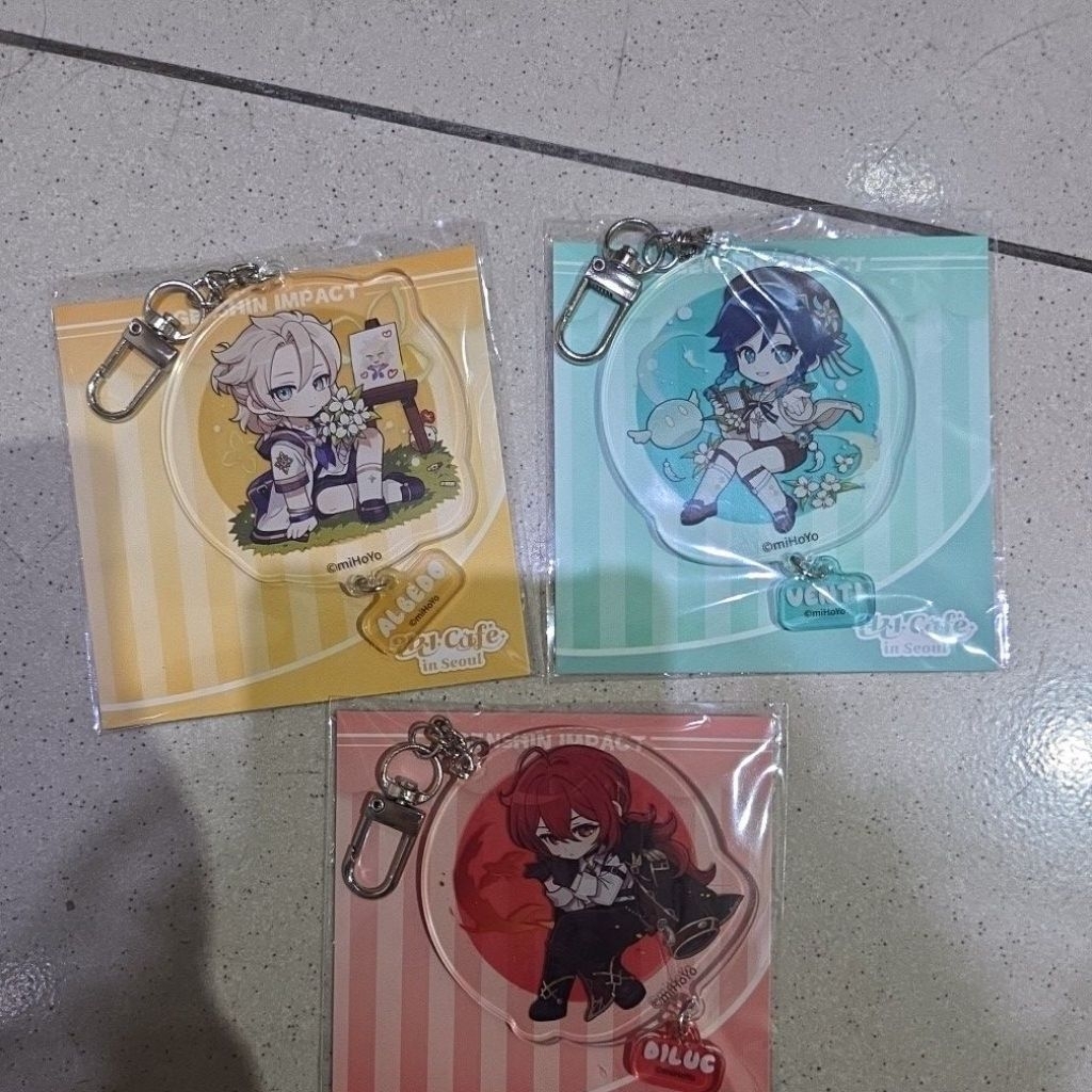 Venti Diluc Albedo Keychain Genshin Impact Cafe Seoul