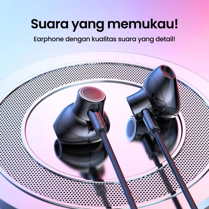 Veger HF02 Earphone Musik Stereo Bass Mic HD Original