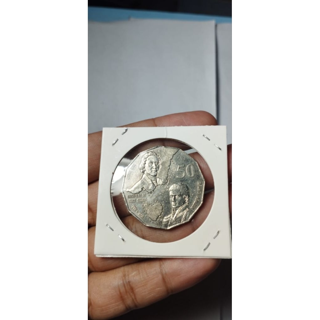 50 Sen Australia  - Potret ke-3 Elizabeth II - Bass dan Flinders