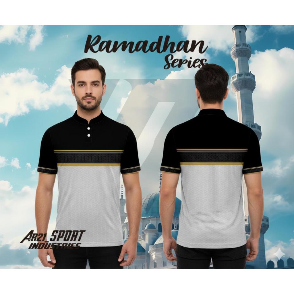 AR21SPORT Koko Jersey Kemeja Pria Dewasa & Anak / Motif Putih Variasi Hitam Gold Tangan Panjang & Pe