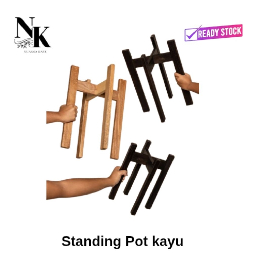 Standing Pot kayu/ Rak Pot Kayu Minimalis Jati Belanda